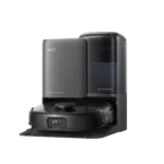 Eufy E25 Black robot vacuum cleaner top view showing slim design and offline cleaning mode