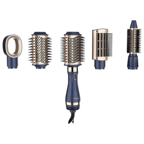 Porodo 5-In-1 Hot Air Brush Styling Set with Straightening & Curling Tool