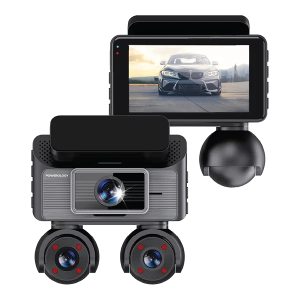 Powerology Sentra Dash Camera with 3 Lenses and Rear Camera
