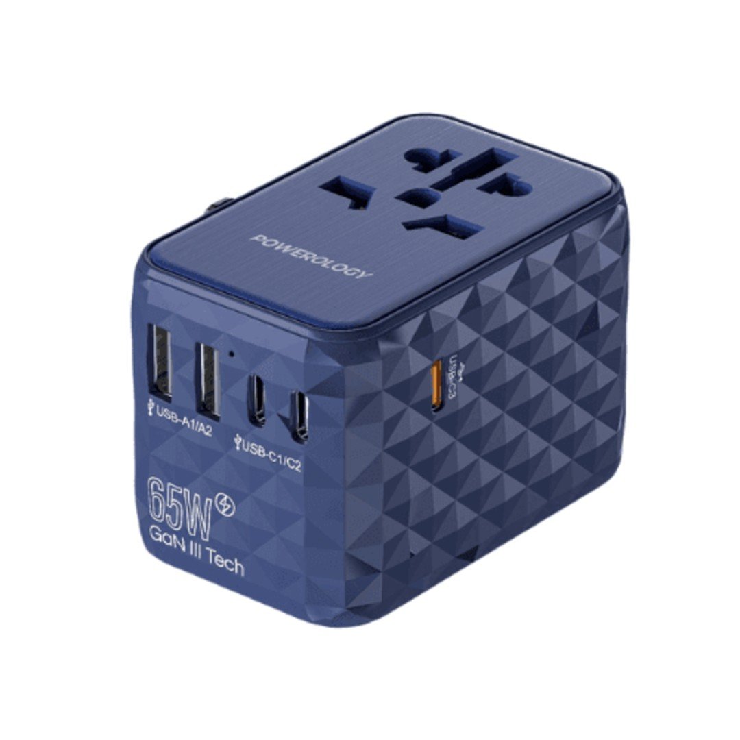 قفغم Powerology Universal GaN Travel Adapter 65w PD