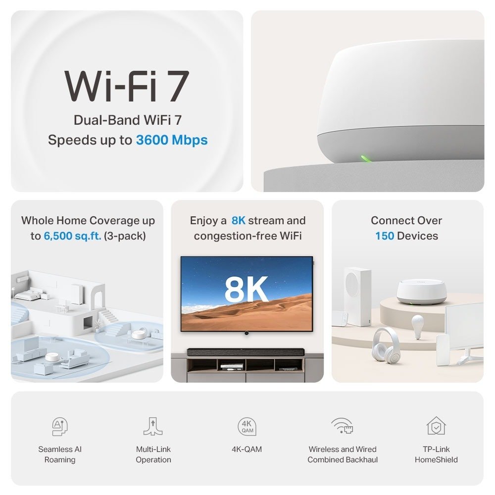 TP-Link Deco BE22 BE3600 Mesh WiFi 7 System (3-Pack) - photo 2