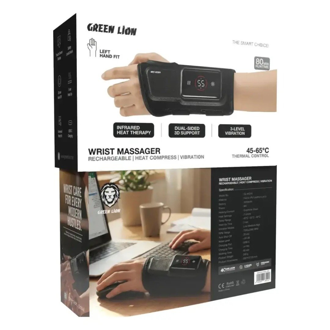 Green-Lion-Rechargeable-Wrist-Massager-1 Green Lion Rechargeable Wrist Massager with Heat Compress & Vibration