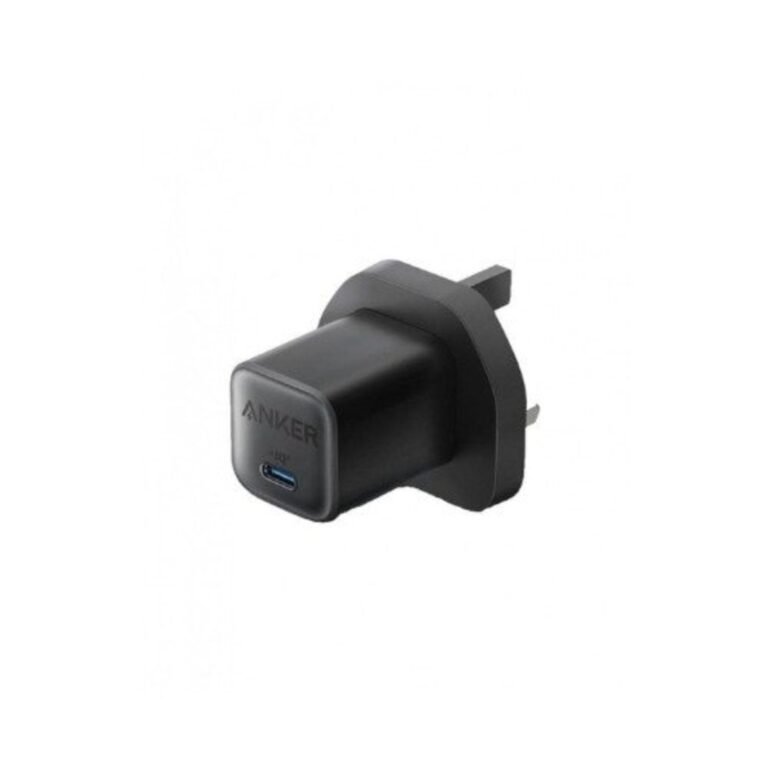 Anker 511 Charger Nano 3 30W black UK plug fast USB-C adapter angled front view