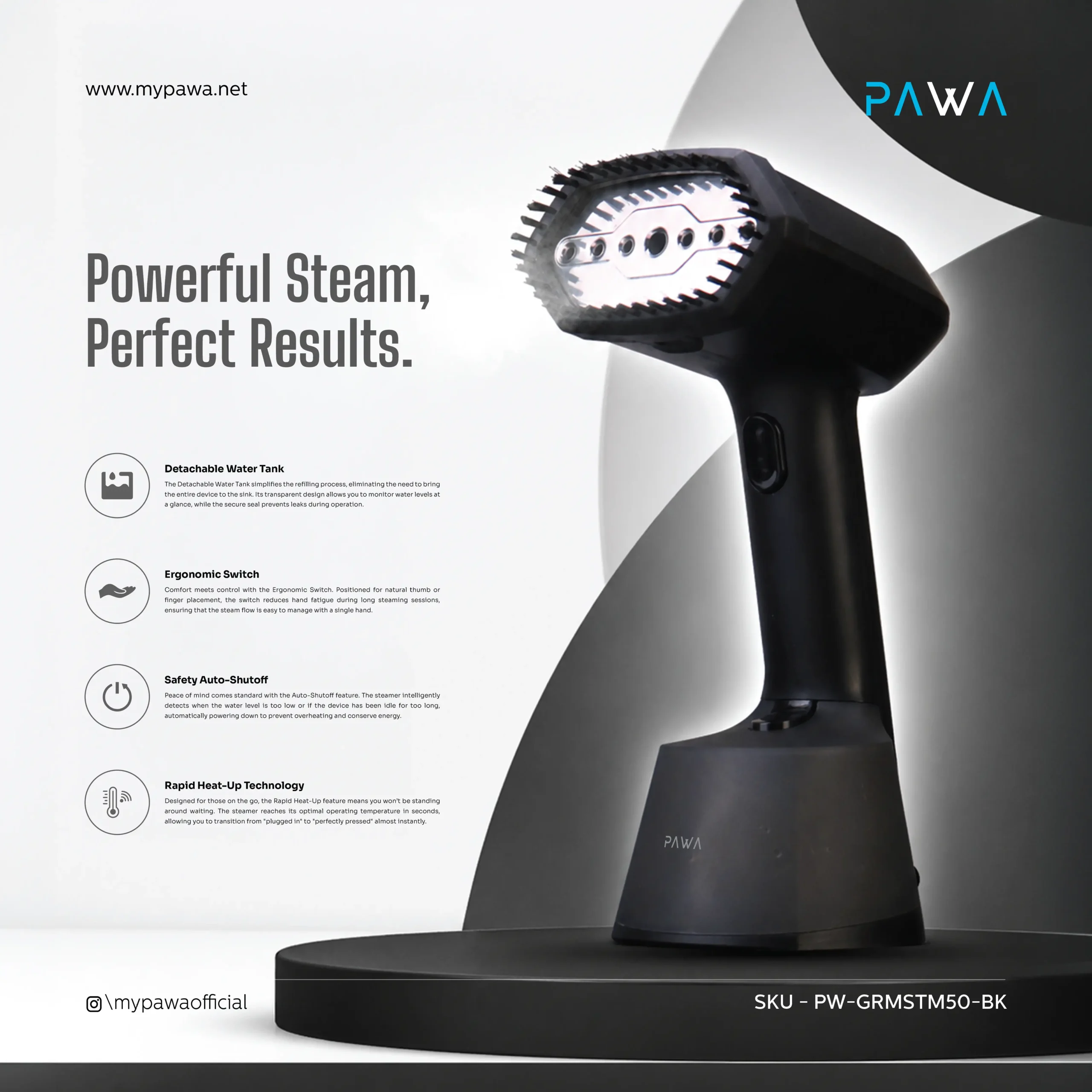 Pawa Vantablack Handheld Steamer 1400w - Oman Phone - photo 3
